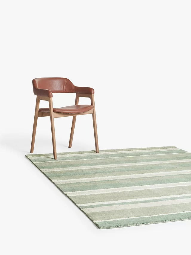 John Lewis Amelia Stripe Wool Rug L240 x W170 cm - Duck Egg/Green - Kazoop 