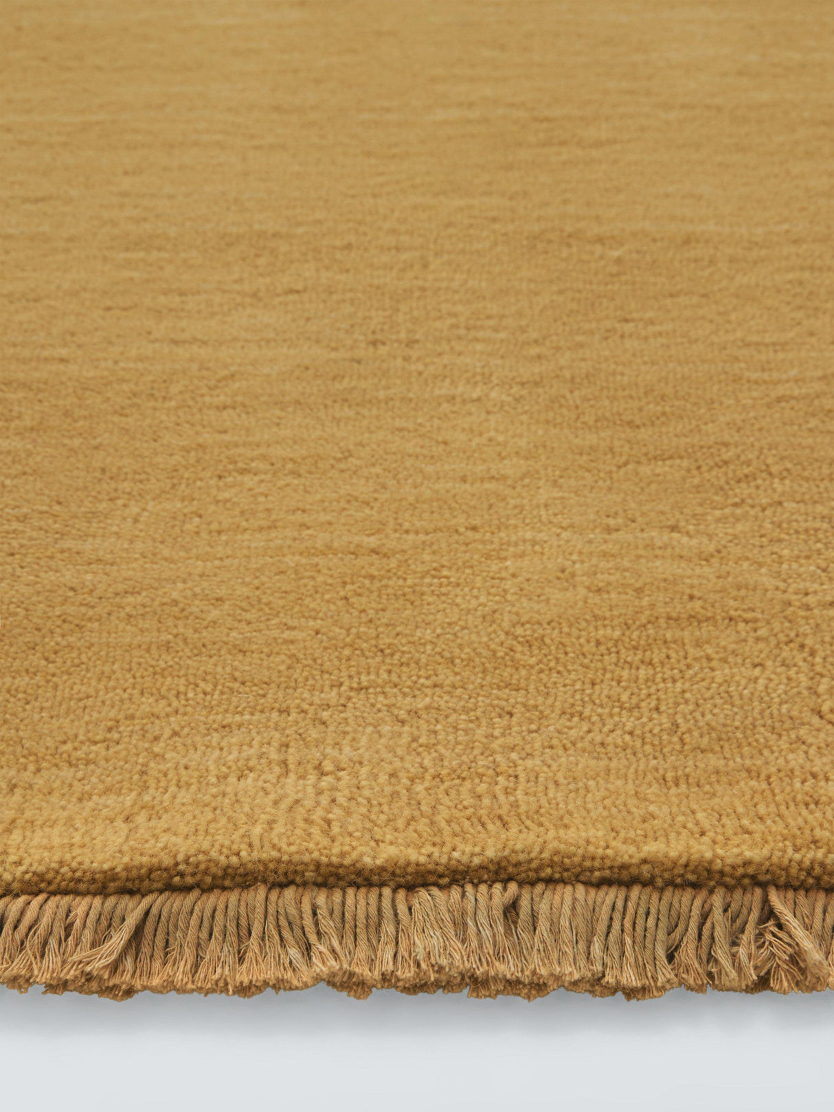 John Lewis Plain New Zealand Hand Woven Wool Rich Rug 240 x 170cm - Mustard