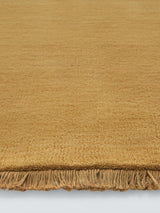John Lewis Plain New Zealand Hand Woven Wool Rich Rug 240 x 170cm - Mustard
