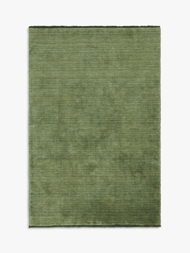 John Lewis Plain Hand Woven New Zealand Pure Wool Rug - Green L140 x W80 cm
