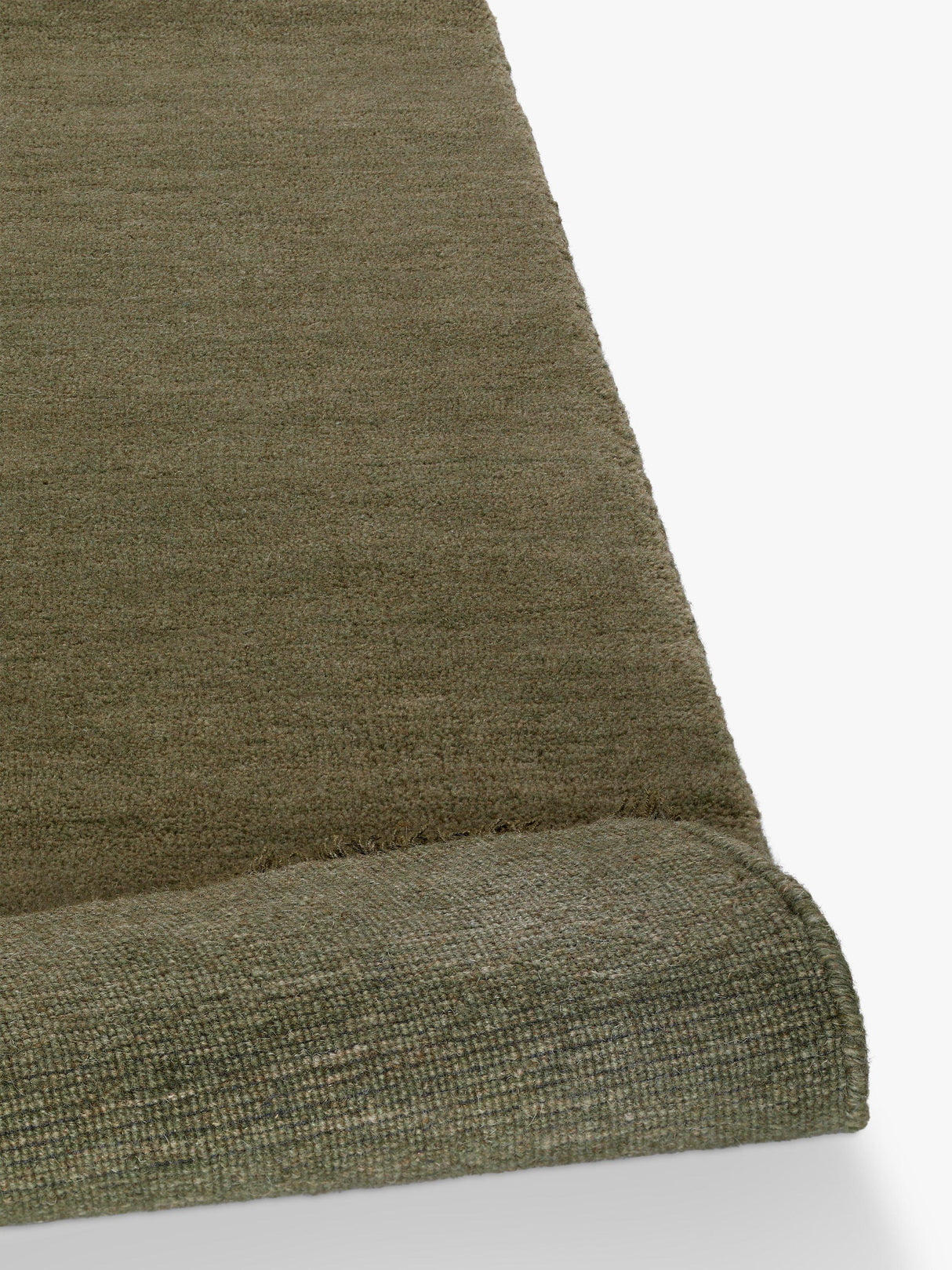 John Lewis Plain Hand Woven New Zealand Pure Wool Rug - Green L140 x W80 cm
