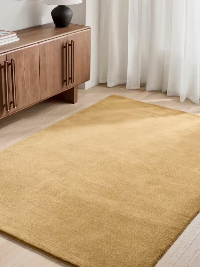 John Lewis Luxury Deep Pile Pure Wool Plain Rug - Tigers Eye - L300 x W200cm