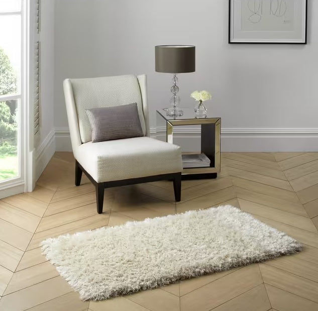 John Lewis Rhapsody Rectangular Wool Blend Shaggy Rug 140 x 80cm - Ivory - Kazoop 