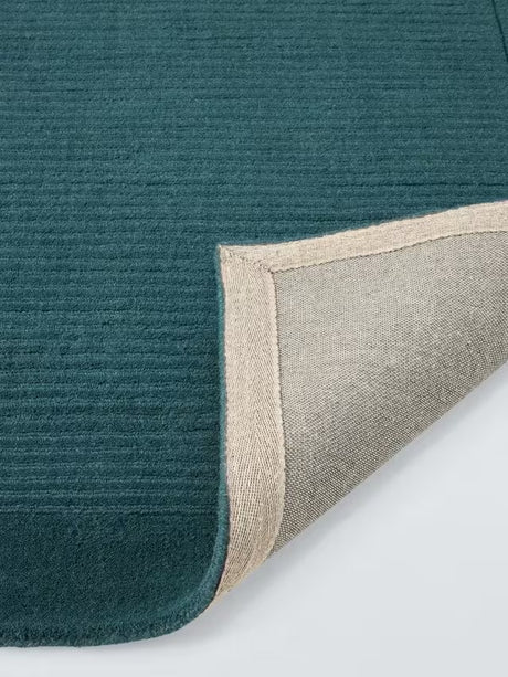 John Lewis ANYDAY Rectangular Border Wool Hand Loomed Rug L170 x W110cm Teal