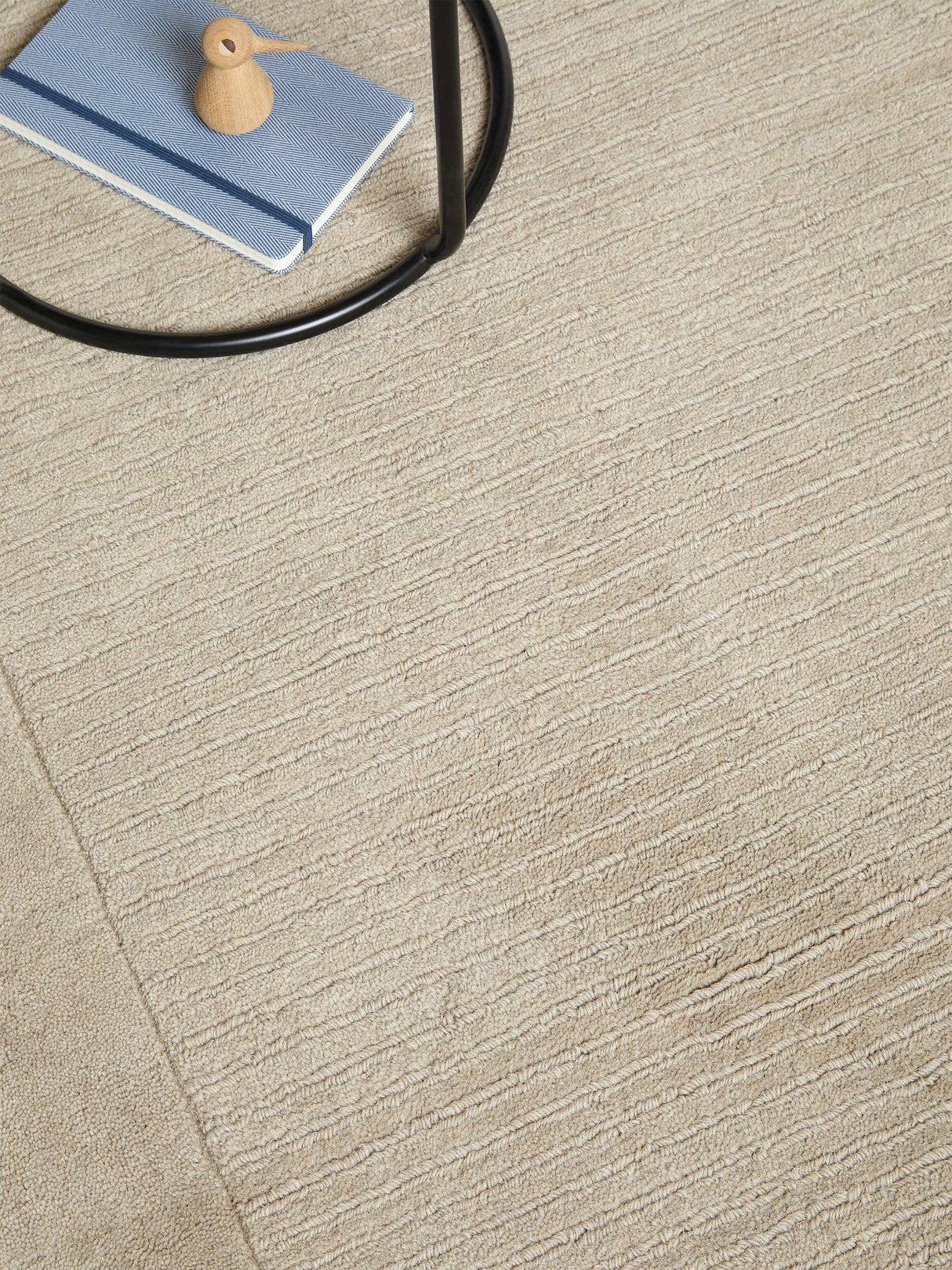 John Lewis ANYDAY Hand Loomed Border Wool Rug - Pale Mole L170 x W110cm