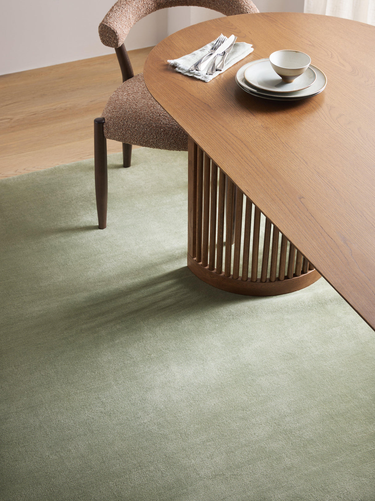John Lewis Luxury Deep Pile Pure Wool Plain Rug - Pistachio L240 x W170 cm