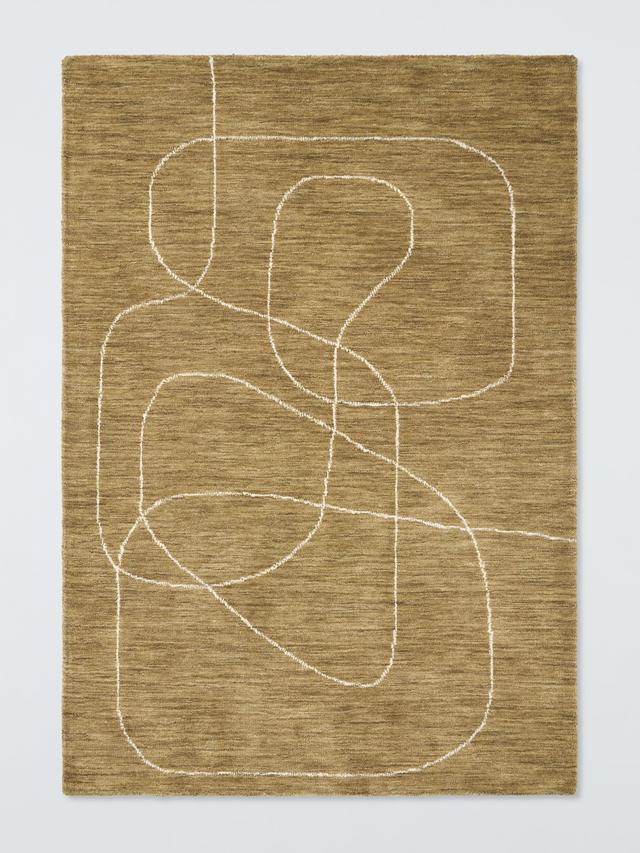 John Lewis Etch Wool Blend Textured Pattern Rug 240 x 170cm - Bronze Green