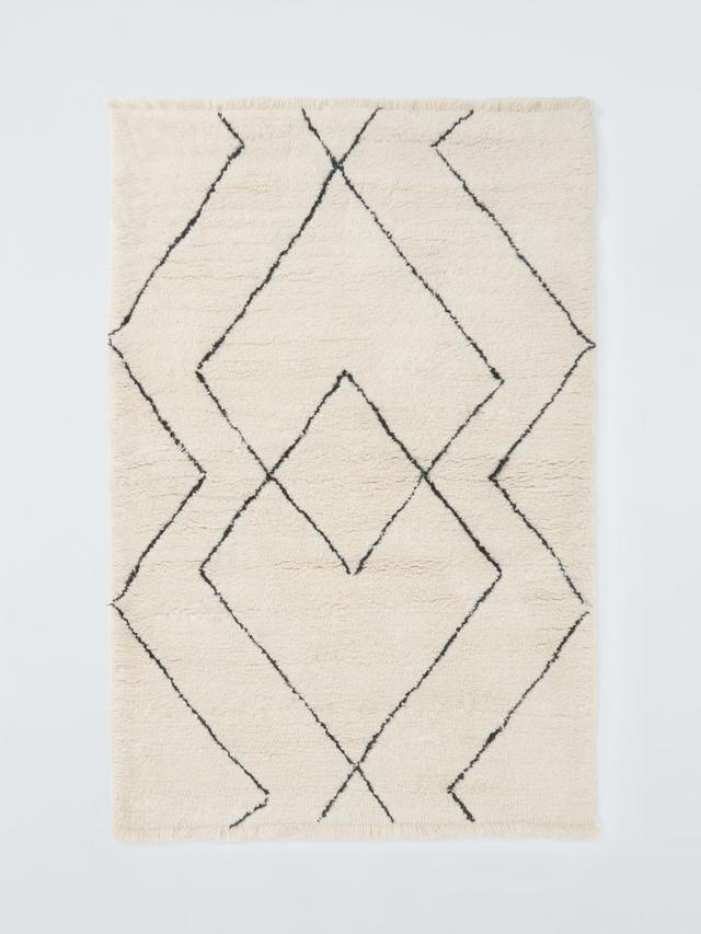 John Lewis Riad Diamond Berber Hand Tufted Wool Rug 180 x 120cm White Ivory
