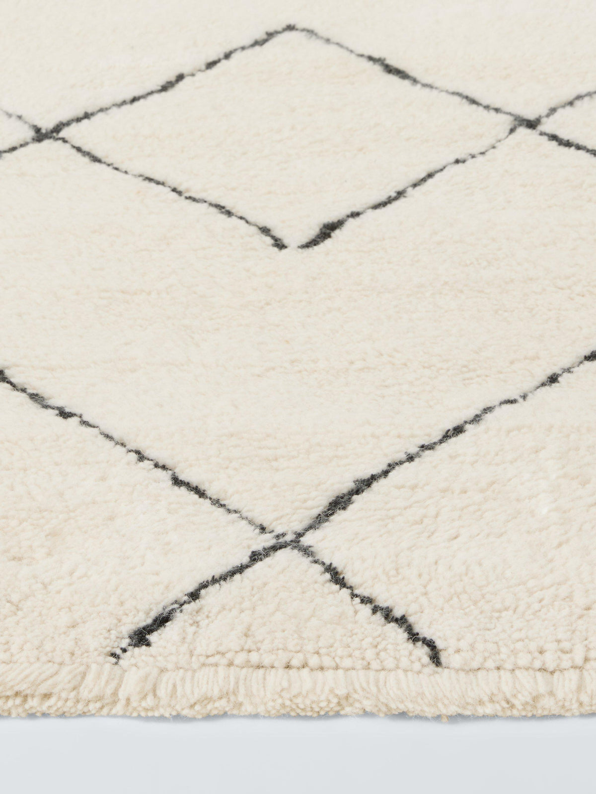 John Lewis Riad Diamond Berber Hand Tufted Wool Rug 180 x 120cm White Ivory
