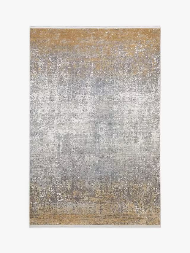 Gooch Luxury Ombre Distressed Gold/Silver Abstract Rectangular Rug 230x60cm