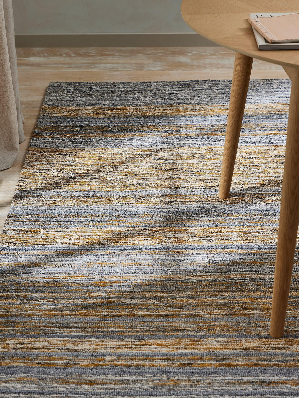 John Lewis Scandi Sketch Stripe Hand Loomed Wool Rug - Saffron L150 x W90cm