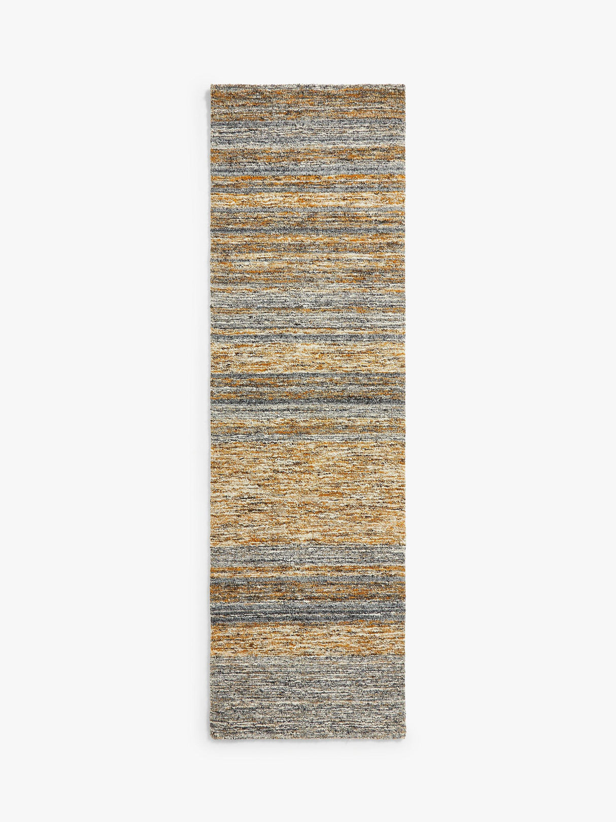 John Lewis Scandi Sketch Stripe Hand Loomed Wool Rug - Saffron L150 x W90cm