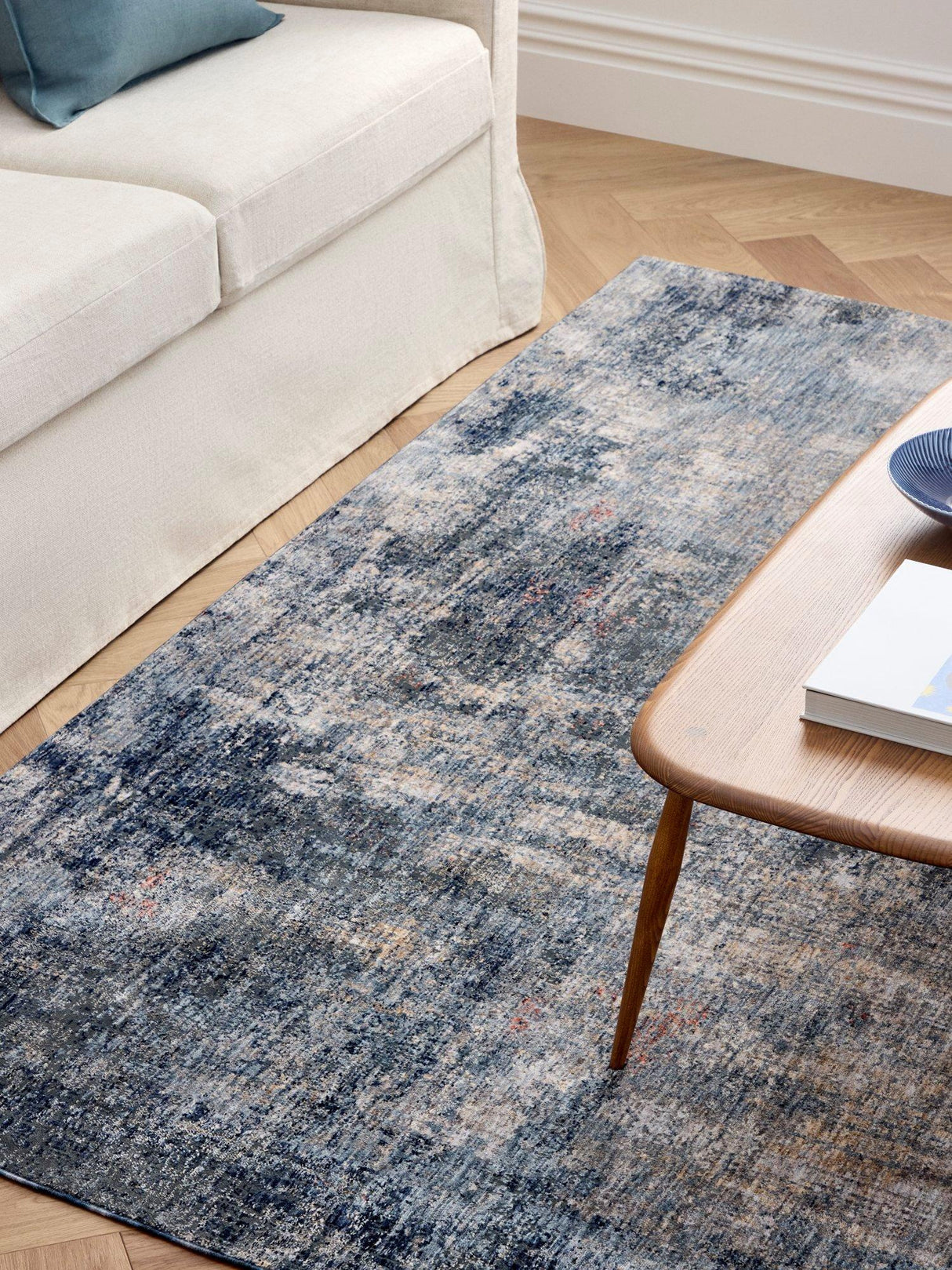 John Lewis Bold Abstract Rectangular Wool Indoor Rug 180 x 120cm - Navy Blue