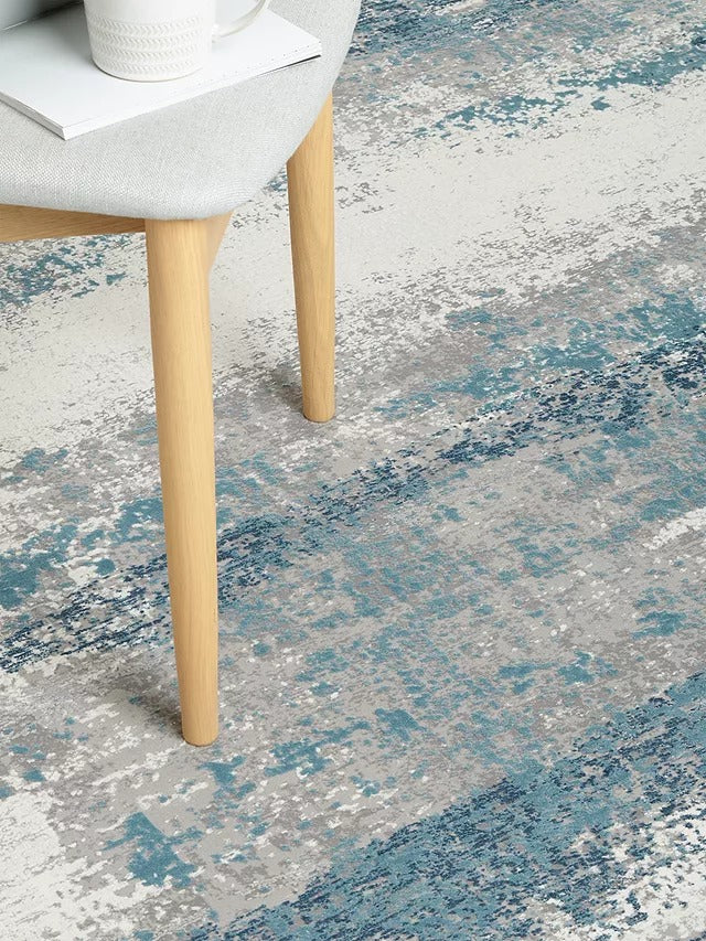 Gooch Luxury Distressed Ombré Rug L230 x W160 cm - Blue - Kazoop 