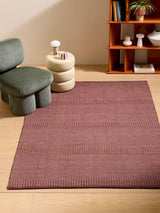 MADE Atwell Stripe Rectangular Textured Wool Rich Rug - Rust L170 x W120cm