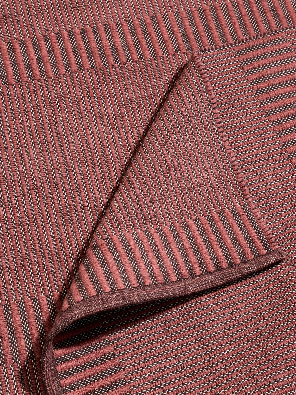 MADE Atwell Stripe Rectangular Textured Wool Rich Rug - Rust L170 x W120cm