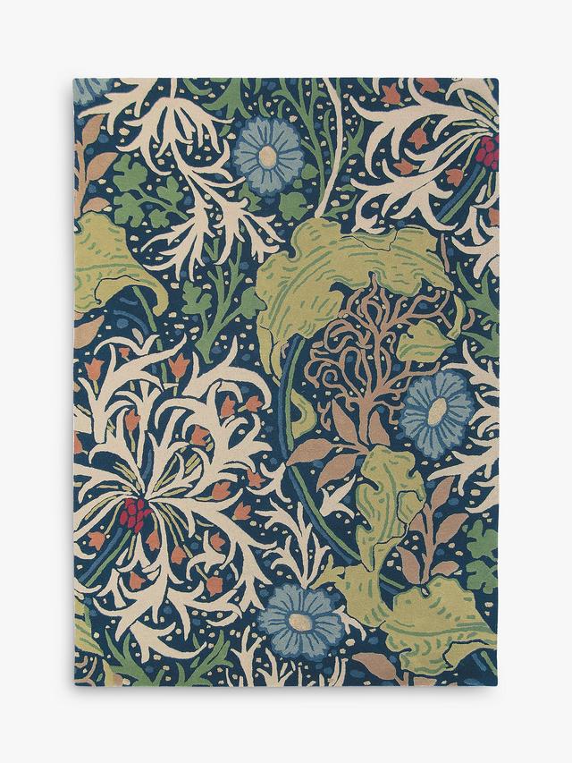 Morris & Co. Wool Seaweed Hand Tufted Rectangular Rug- Ink L200 x W140cm