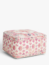 John Lewis Cotton Distressed Medallion Poly-bead Pouffe H38 x W62 x D62cm