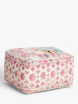 John Lewis Cotton Distressed Medallion Poly-bead Pouffe H38 x W62 x D62cm