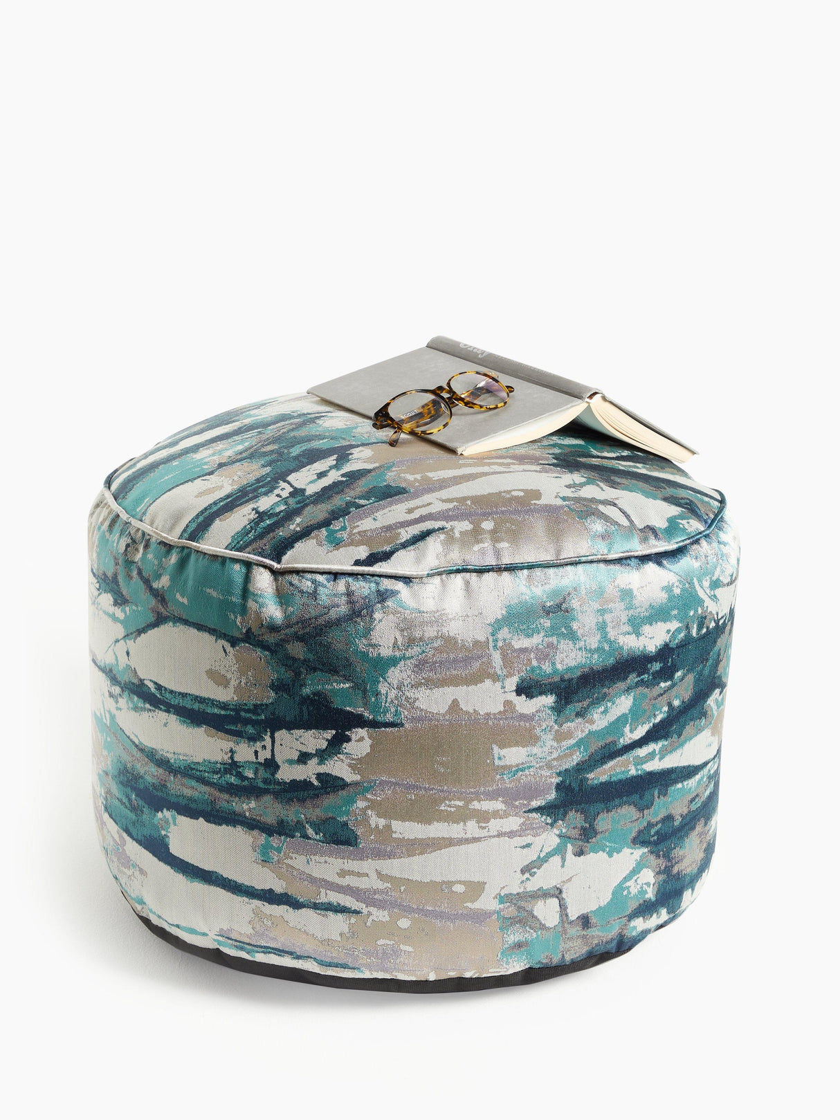 Harlequin Takara Soft Pouffe Footrest Footstool - H38 x W55 x D55cm Teal/Ink