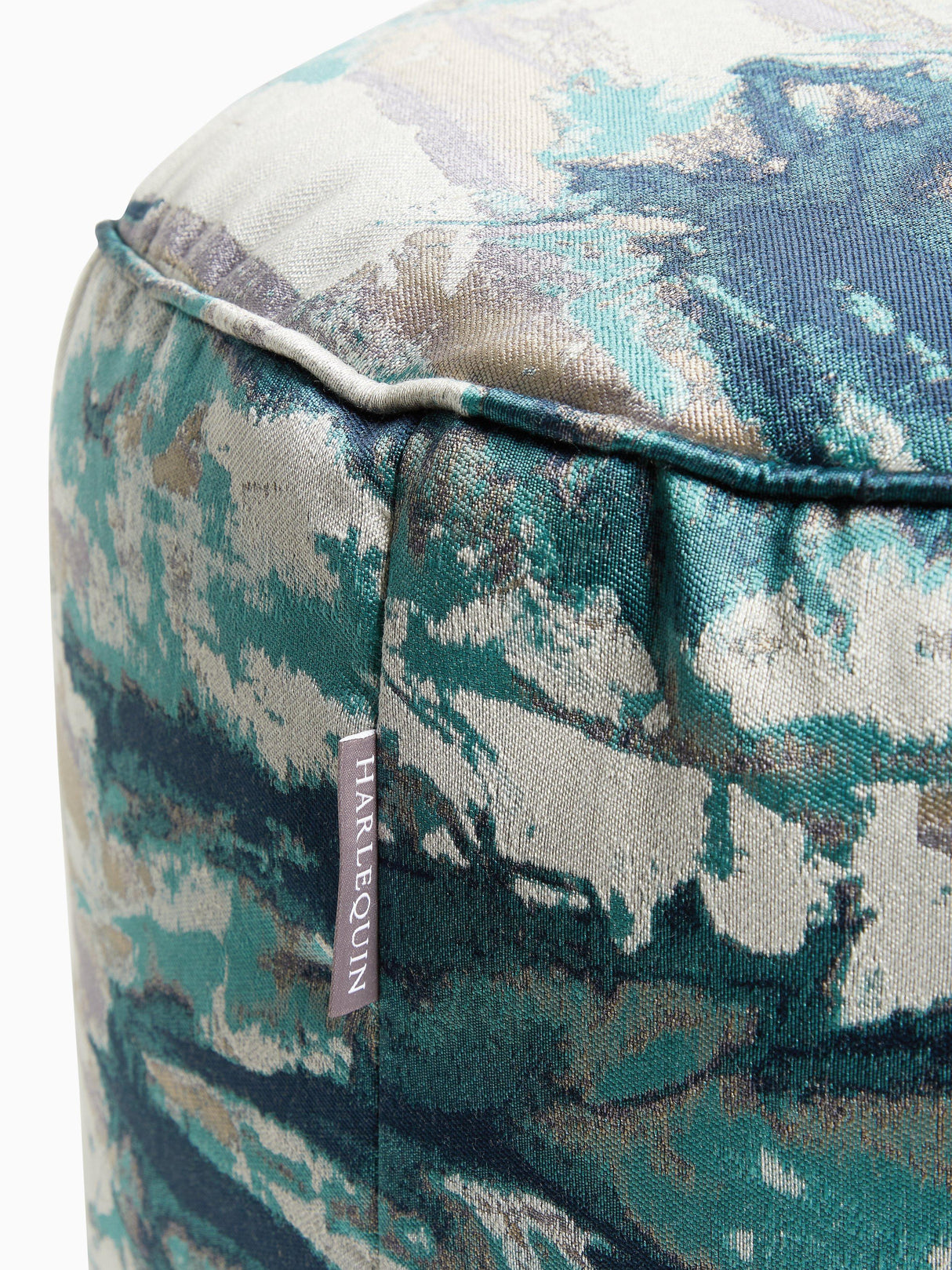 Harlequin Takara Soft Pouffe Footrest Footstool - H38 x W55 x D55cm Teal/Ink