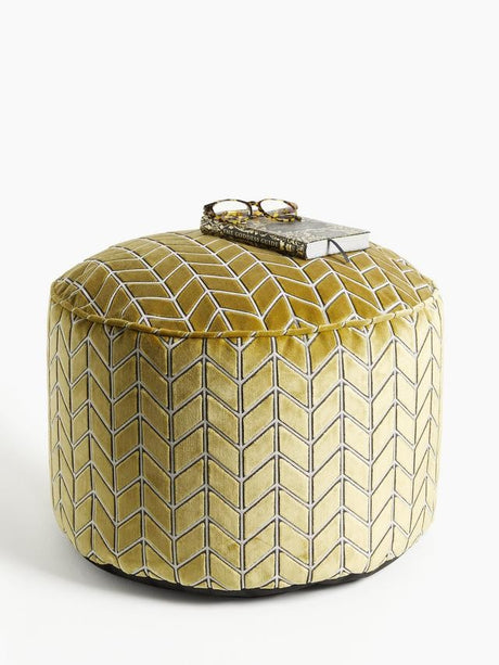Harlequin Perplex Modern Pouffe Footstool - H38 x W55 x D55cm - Ochre Yellow