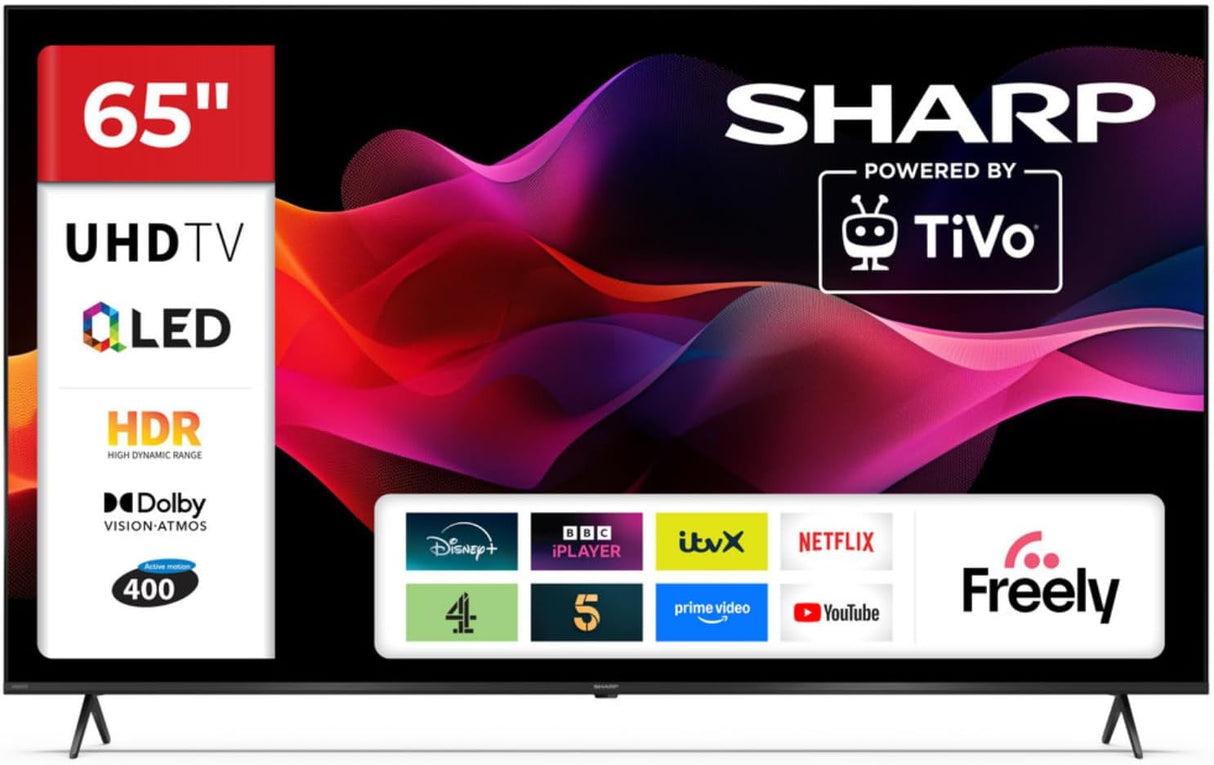 Sharp 65HM5145K AQUOS 65in QLED Smart TV 4K UHD HDR Freely HDMI 2.1 - Black