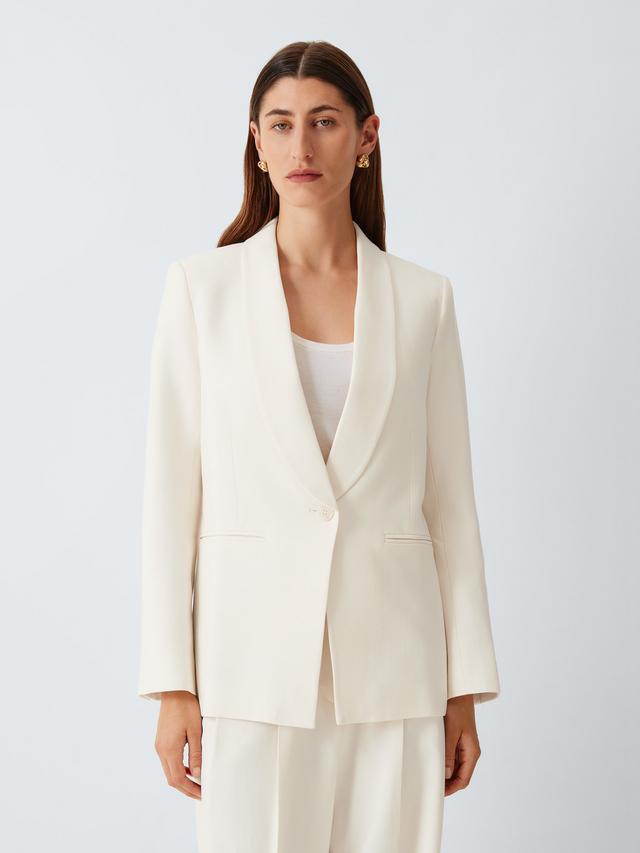 John Lewis Shawl Collar Plain Tailored Women's Jacket - Ecru UK 8