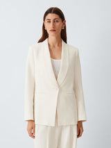 John Lewis Shawl Collar Plain Tailored Women's Jacket - Ecru UK 8