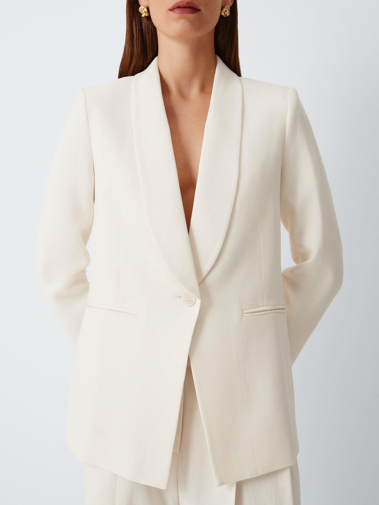 John Lewis Shawl Collar Plain Tailored Women's Jacket - Ecru UK 8