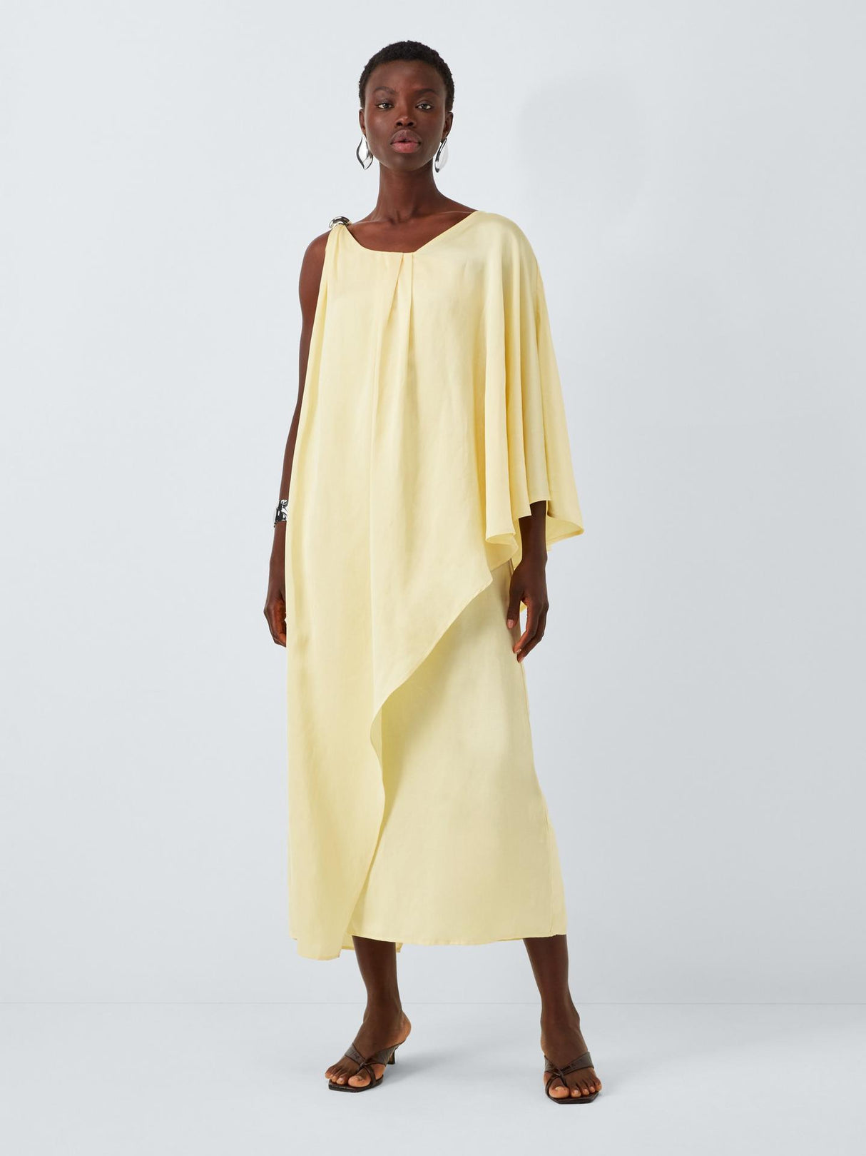 John Lewis Edition Linen Tencel Blend Clasp Detail Maxi Dress Pale Yel – TLX