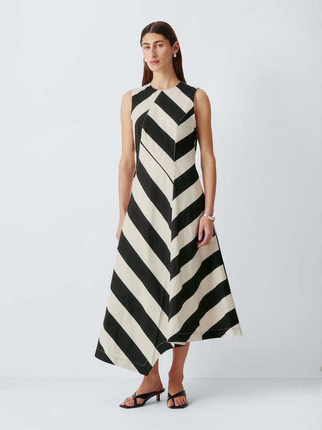 John Lewis Bold Stripe Sleeveless Casual Midi Dress - Bold Stripe - UK 12