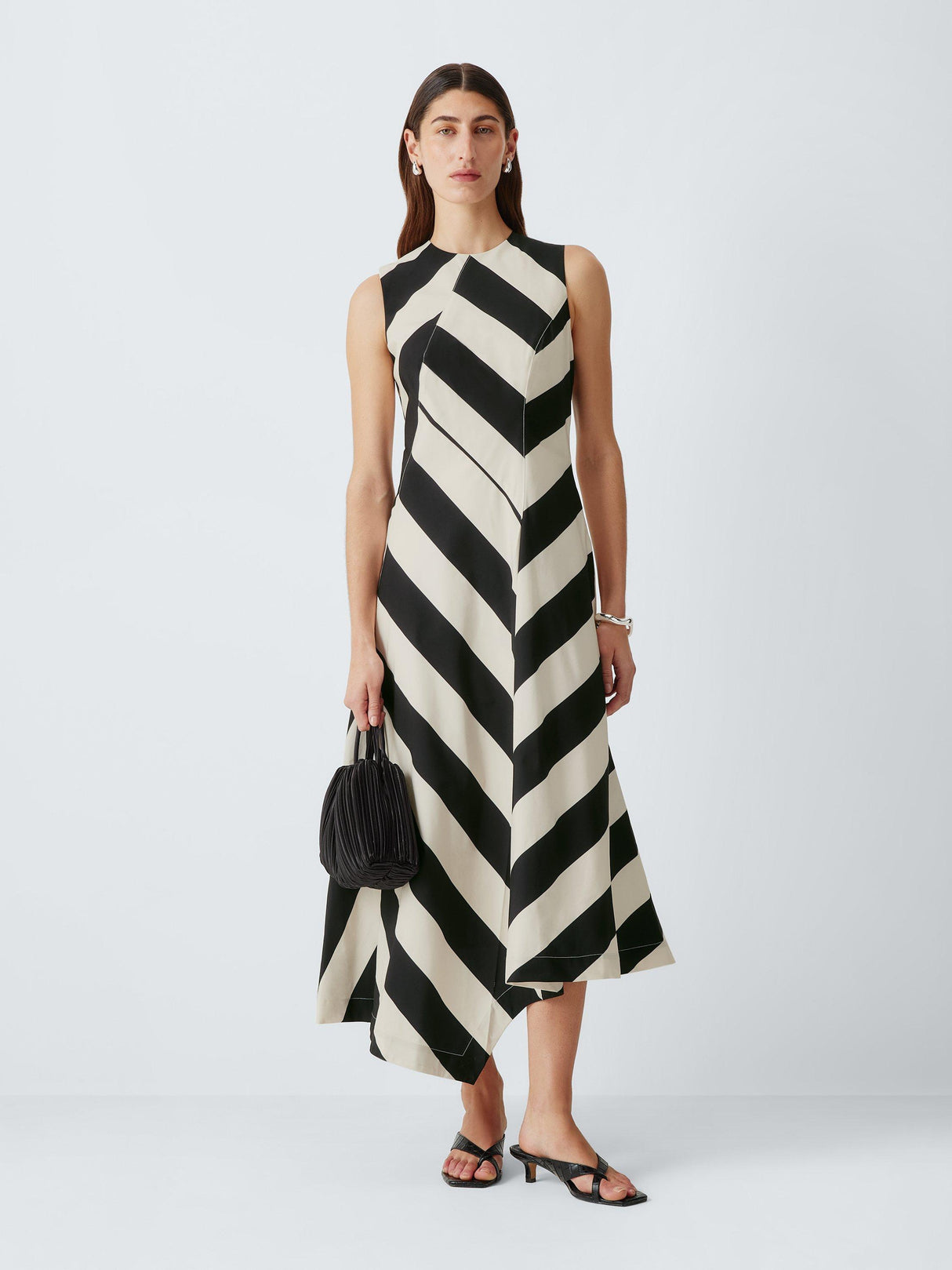 John Lewis Bold Stripe Sleeveless Casual Midi Dress - Bold Stripe - UK 12