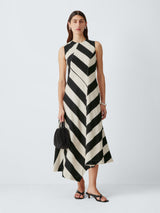 John Lewis Bold Stripe Sleeveless Casual Midi Dress - Bold Stripe - UK 12