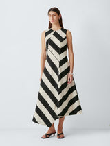 John Lewis Bold Stripe Sleeveless Crew Neck Midi Dress Bold Stripe Size 14