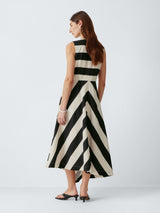 John Lewis Bold Stripe Sleeveless Crew Neck Midi Dress Bold Stripe Size 14