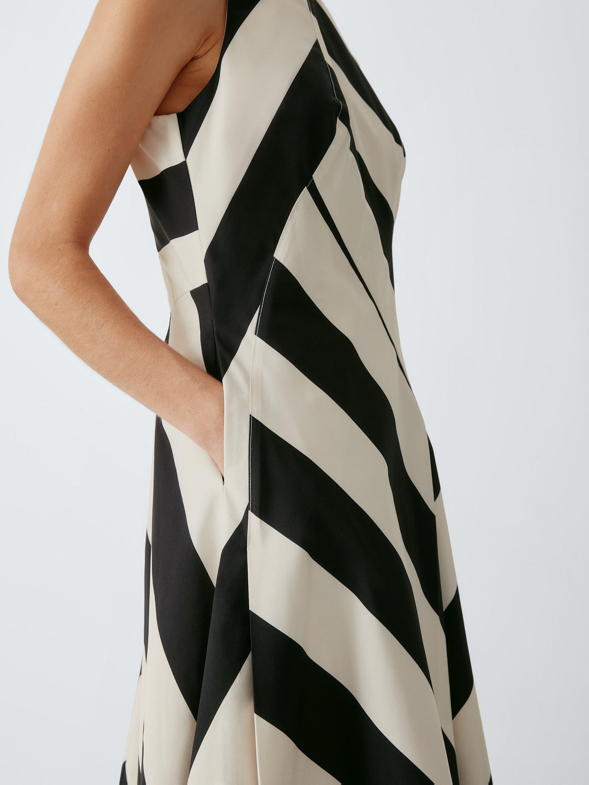 John Lewis Bold Stripe Sleeveless Crew Neck Midi Dress Bold Stripe Size 14