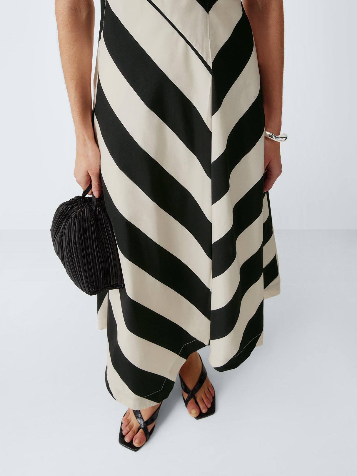 John Lewis Bold Stripe Sleeveless Crew Neck Midi Dress Bold Stripe Size 14