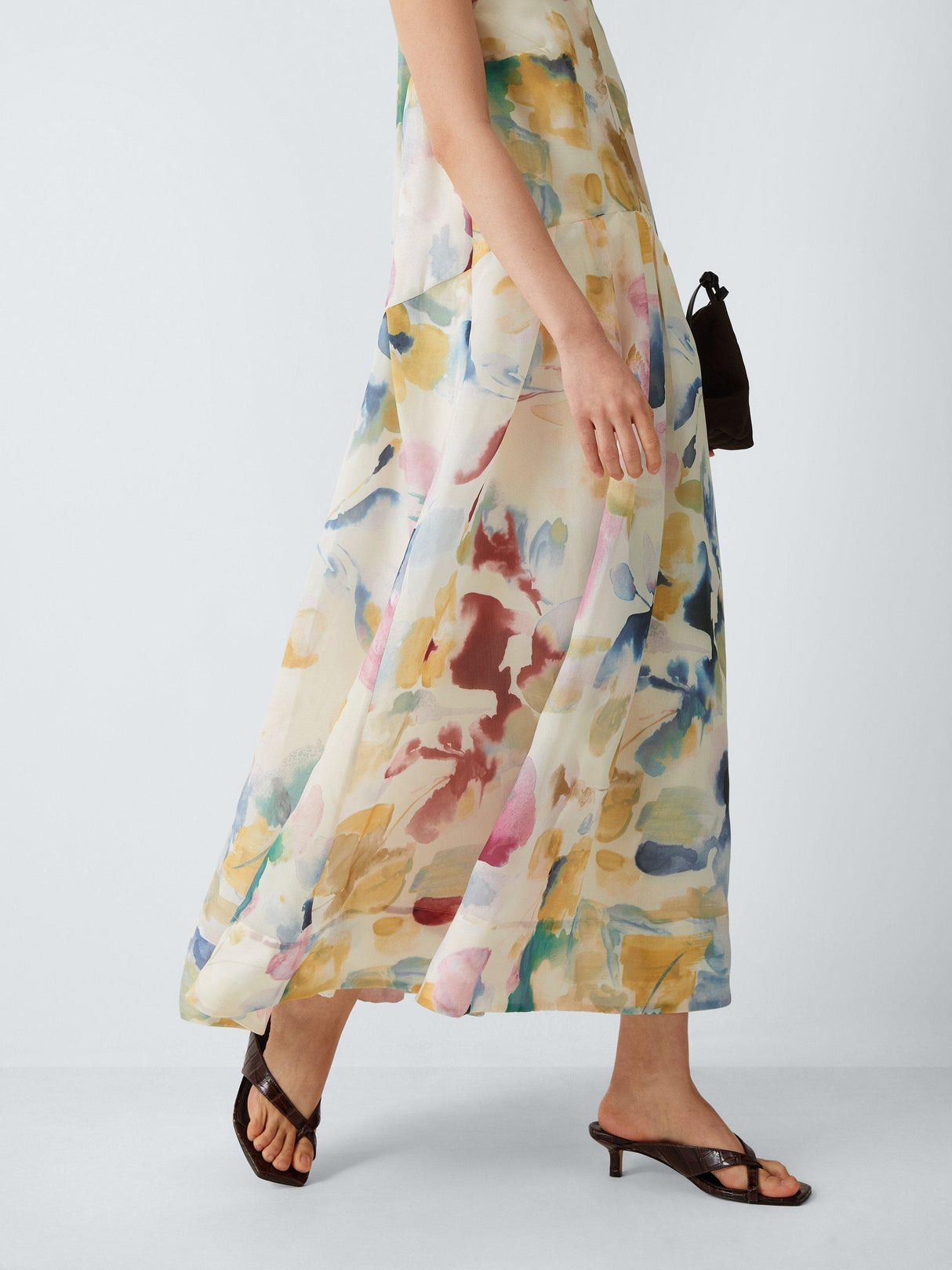 John Lewis Abstract Print Floral Halterneck Keyhole Midi Dress UK10 - Multi