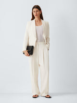 John Lewis Pleat Front Mid Rise Regular Zipped Women's Trousers - Ecru UK 8
