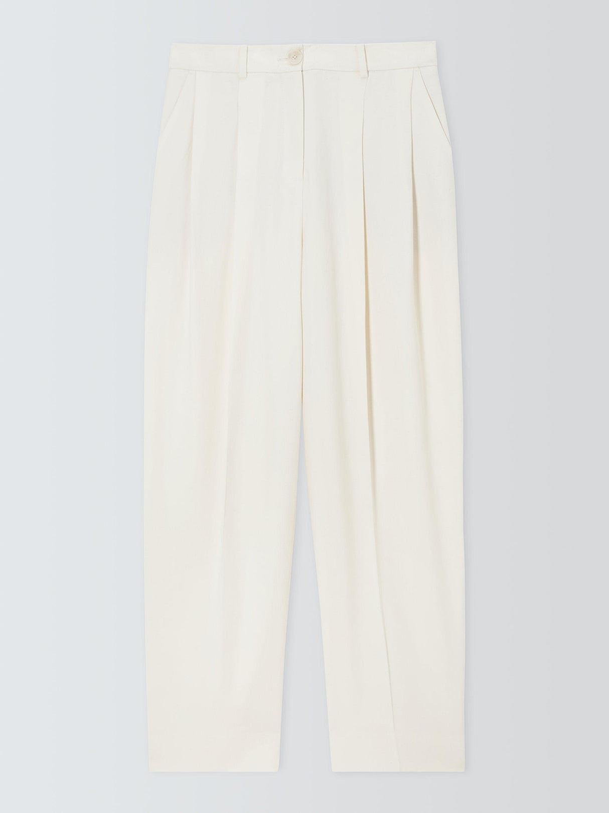 John Lewis Pleat Front Mid Rise Regular Zipped Women's Trousers - Ecru UK 8