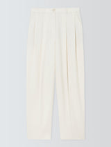 John Lewis Pleat Front Mid Rise Regular Zipped Women's Trousers - Ecru UK 8