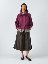John Lewis Plain Leather Smart Casual A-Line Midi Skirt - Olive - UK Size 14