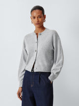 John Lewis Cashmere Cropped Regular Women's Cardigan - Light Grey - Size 14