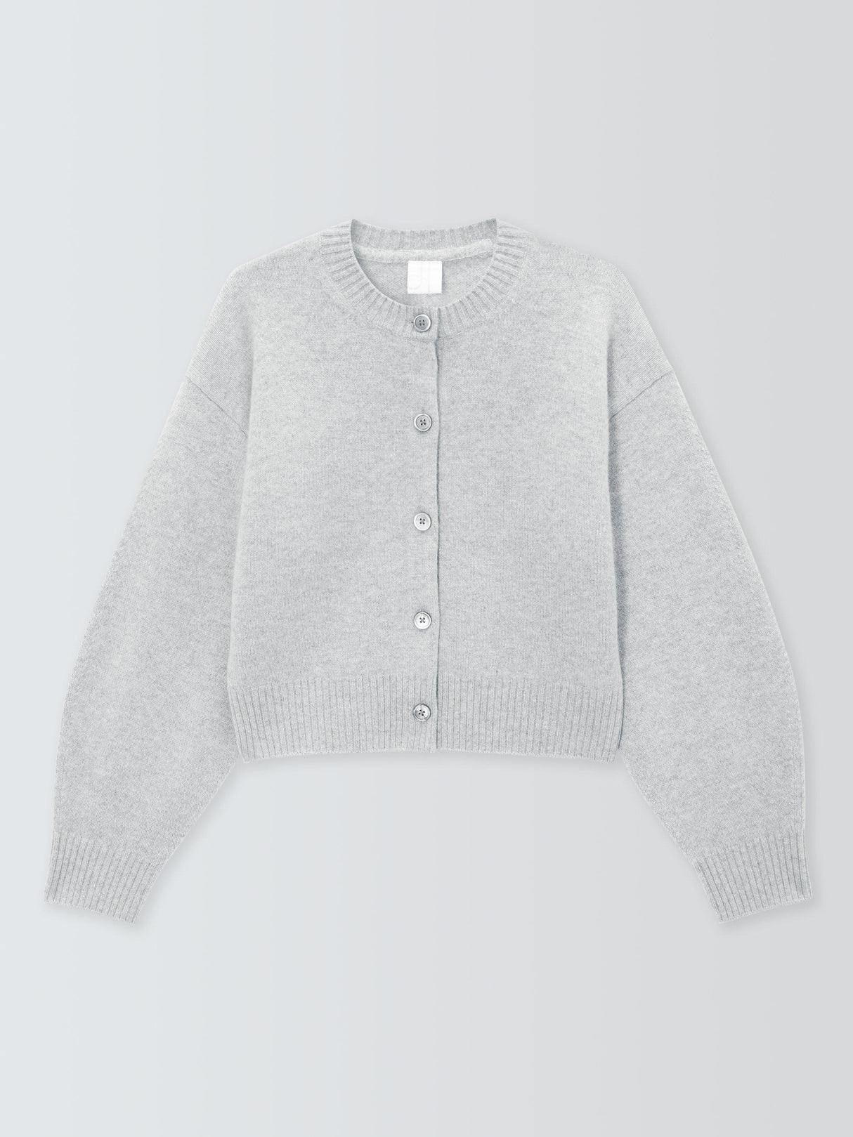 John Lewis Cashmere Cropped Regular Women's Cardigan - Light Grey - Size 14