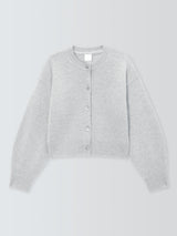 John Lewis Cashmere Cropped Regular Women's Cardigan - Light Grey - Size 14