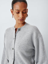 John Lewis Cashmere Cropped Regular Women's Cardigan - Light Grey - Size 14