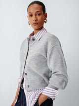John Lewis Cashmere Cropped Regular Women's Cardigan - Light Grey - Size 14