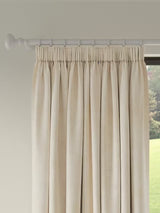 John Lewis Velvet Pair Lined Pencil Pleat Curtains W228 x Drop137cm - Putty