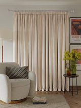 John Lewis Velvet Pair Lined Pencil Pleat Curtains W228 x Drop137cm - Putty